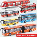 Large Inertia Bus with Sound and Light Double Layer Sightseeing Bus Two Section Subway Model Car Toys For Boys