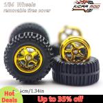 1/64 Model Car Wheels with Rubber All Terrain Removable Tires Refitting Parts for Off-road Vehicle HotWheels Large Size 1 Set