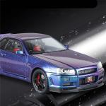 Large Size 1:18 Skyline Ares GTR GT-R R34 Alloy Sports Car Model Diecasts Metal Racing Car Vehicles Model Sound Light Kids Gifts