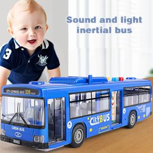 High-quality Simulated Large Bus Model with Lighting and Music Drop-resistant Inertia Pull-back Car Model Children's Toy Gift