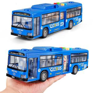 Simulation bus toy large open door light music bus model double-section bus city children's toy gift