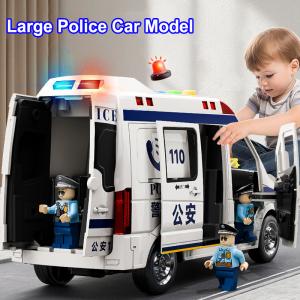 Super Large Police Car Model Set with Simulated 5-door Music Story Ambulance Fire Truck with 3 Figurines Children's Car Toy Gift