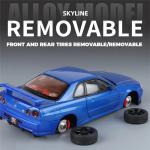 Large Size 1:18 Skyline Ares GTR GT-R R34 Alloy Sports Car Model Diecasts Metal Racing Car Vehicles Model Sound Light Kids Gifts