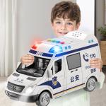 Super Large Police Car Model Set with Simulated 5-door Music Story Ambulance Fire Truck with 3 Figurines Children's Car Toy Gift