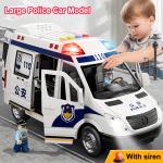 Super Large Police Car Model Set with Simulated 5-door Music Story Ambulance Fire Truck with 3 Figurines Children's Car Toy Gift
