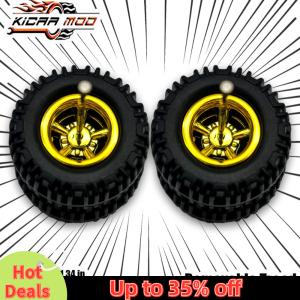 1/64 Model Car Wheels with Rubber All Terrain Tires Five Spokes Refitting Parts for Off-road Vehicle HotWheels Large Size 1 Set