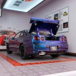 1:18 large Nissan GT-R34 SKYLINE alloy car model ornaments super-running acousto-optic pull-back children's toys can be opened