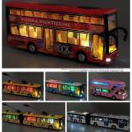 Bus children's toy bus large double-decker sightseeing bus simulation alloy door model car model
