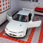 1:18 large Nissan GT-R34 SKYLINE alloy car model ornaments super-running acousto-optic pull-back children's toys can be opened