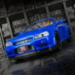 1:18 large Nissan GT-R34 SKYLINE alloy car model ornaments super-running acousto-optic pull-back children's toys can be opened