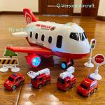 Large Passenger Aircraft Model Children's Airplane Toy Set with 5PCS Theme Alloy Car Model DIY Children's Toys Christmas Gift