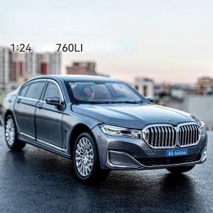 1:24 760LI Diecast Large Limousine Alloy Metal Car Model Car Sound & Light Pull Back Toy Interior Decorations Kids Toy C188