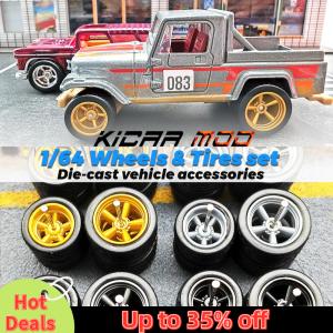 1/64 Model Car Wheels with Rubber Detachable Tires Large Size Refitting Parts for Hot Wheels Matchbox D:13mm+15mm 1 Set