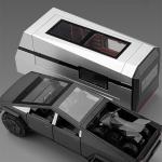 Large Size 1/24 Cybers Truck Pickup Trailer Alloy Car Model Diecast Metal Camper Van Touring Car Model Sound Light Kids Toy Gift