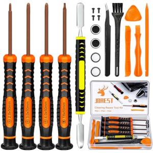 JOREST Cleaning Repair Tool Kit for PS5 PS4, with PH00 PH0 PH1 Phillips and T8 Torx Security Screwdriver set for Sony Playstation 3/4/5 Controller, Console, and Accessories, Crowbars, Tweezer, Screws