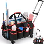 yookee home Cleaning Caddy for Cleaning Supplies Organizer Cleaning Carts on Wheels Cleaner Caddy for Cleaning Products Cleaning Tools Organizer Rolling Cleaning Bag for Housekeepers