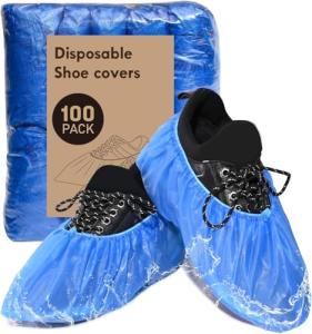 100 Pack (50Pairs) Shoe Covers Disposable Non-Slip, Waterproof Boot Covers with Compact Roll for Easy Storage, Plastic Shoe Covers for Indoor Use, Home Cleaning,Visting, One Size Fits Most