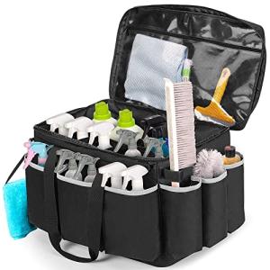 HODRANT Extra-Large Cleaning Caddy with EVA Hard Bottom, High Capacity Cleaning Supplies Organizer for Housekeeping & Home Work, Car Detailing Tools Tote Bag with Shoulder Strap, Patent Design