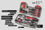 Apollo Tools Original 39 Piece General Household Tool Set in Toolbox Storage Case with Essential Hand Tools for Everyday Home Repairs, DIY and Crafts Red/Black - DT9706