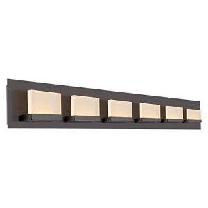 Kira Home Everett 48" Modern 6-Light 60W Integrated LED (360W eq.) Bathroom/Vanity Light, Rectangular Acrylic Lenses, Energy Efficient, Eco-Friendly, 3000k Warm White Light, Oil Rubbed Bronze Finish