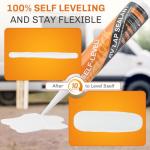 WELLUCK Self Leveling Lap Sealant White RV Roof Sealant, Flexible Repair Caulking Rubber Epdm for Camper Motorhomes Trailers, Secure Odorless Waterproof&UV All Weather Adhesive 10.3oz 2 Packs