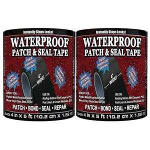 ITAKITE 2-Pack Thick Flexible Rubberized Waterproof Tape - 4 in x 5 ft Leak Repair Tape for Home RV Roof Plumbing Pool Repairs - Waterproof Patch & Seal Tape Works Underwater/Outdoor/Indoor, Black