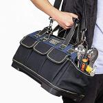 AIRAJ Tool Bag 16 Inch,Wide Mouth Tool Bags for Men Heavy Duty With Waterproof Molded Base,Tools Organizer for Home Repairs,Garage Storage,Professional Work,Adjustable Shoulder Strap,Blue