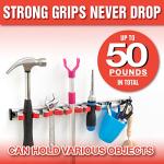 20" Broom Holder Wall Mount - 4 Sliding Broom Mop Holders and 5 Hooks, Moveable Wall Hanging Organizer for Garage, Restaurant, Kitchen and Laundry Room, Perfect for Cleaning Supplies - Home Lativ