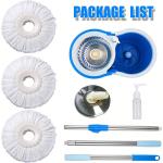 Spin Mop Bucket Set with Soap Dispenser 360°Rotating 2 Microfiber Heads 61" Adjustable Stainless Steel Handle 20QT Floor Cleaner