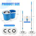 Spin Mop Bucket Set with Soap Dispenser 360°Rotating 2 Microfiber Heads 61" Adjustable Stainless Steel Handle 20QT Floor Cleaner