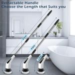 Bomves Electric Spin Scrubber, Cordless Cleaning Brush Scrubber for Home, 8 Replaceable Brush Heads-90Mins Work Time, 3 Adjustable Size, 2 Speeds for Bathroom Shower Bathtub Glass Car