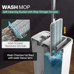 JOYMOOP Mop and Bucket Set with Wringer, Flat Mops for Floor Cleaning, Wall Mop Cleaner with Long Handle, Hardwood Floor Mop with 4 Microfiber Pads
