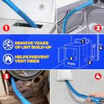 Holikme 2 Pieces Dryer Vent Cleaner Kit, Dryer Lint Vacuum Attachment and Flexible Dryer Lint Brush, Dryer Vent Vacuum Hose Attachment, Blue