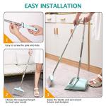 XXXFLOWER Broom and Dustpan Set with Cleaning Teeth, 55" Long Handle Indoor Sweeping Combo for Home Office Kitchen, Bluish Green