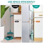 XXXFLOWER Broom and Dustpan Set with Cleaning Teeth, 55" Long Handle Indoor Sweeping Combo for Home Office Kitchen, Bluish Green