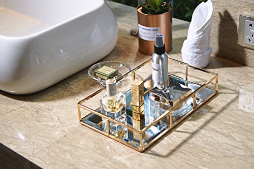 Champagne Gold Decorative Mirrored Jewelry Tray 12"x8