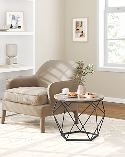 VASAGLE Round Coffee Table Set, Greige and Black