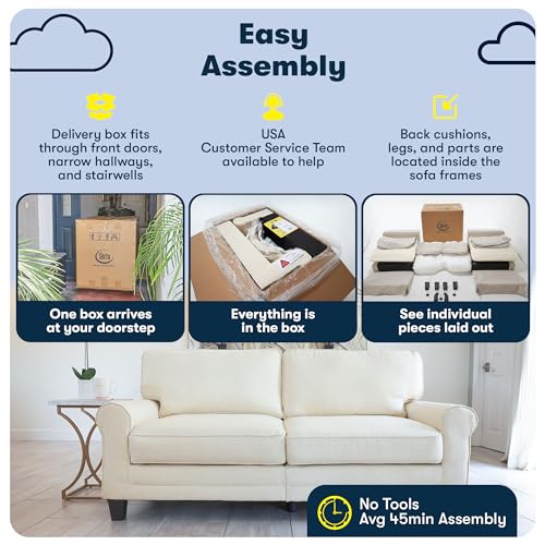 Beige Modern Sofa with Tool-Free Assembly