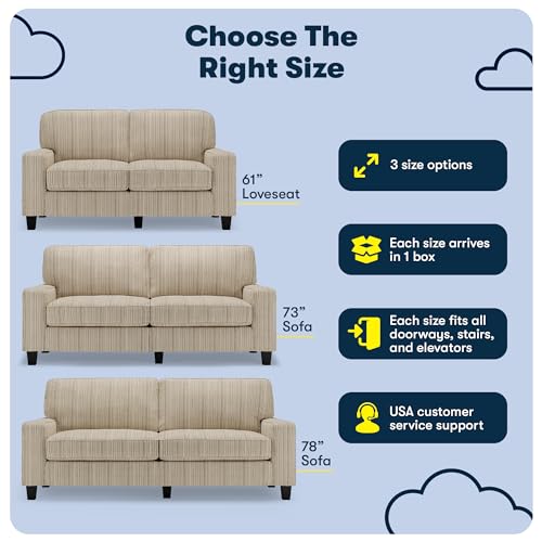 Beige Modern Sofa with Tool-Free Assembly