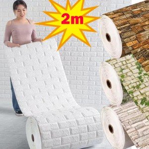 3D Soft Foam Brick Wallpaper Roll for Kids' Rooms