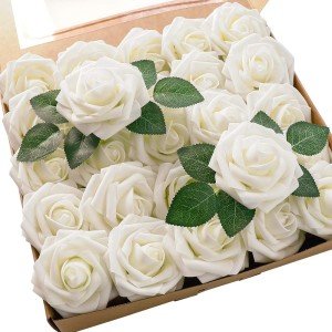 25pcs Faux Flower Roses for DIY Decorations