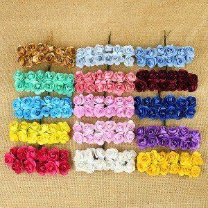 144pcs Mini Paper Rose Flower Heads for Decor