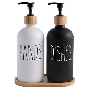 MOMEEMO Black & White Soap Dispenser Set