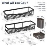 Rustproof Stainless Steel Shower Caddy with Hooks