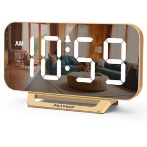 Slim Digital Mirror Clock with Big LED Display