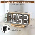 Slim Digital Mirror Clock with Big LED Display