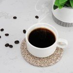 ABenkle 8 Pcs Drink Coasters with Holder, Cotton Woven Absorbent Coasters for Drinks, Minimalist Home Decor Coaster Set for Wooden Tabletop Protection Table, 4.3 inches Mixed Brown