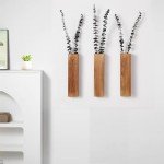 Mokof 3-Pack Decorative Wood Wall Planters for Artificial Plant, Dried Flower Stems, 12" Slim Wood Wall Vases for Living Room, Bedroom, Bathroom, Apartment Decor