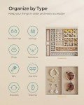SONGMICS Jewelry Box with Glass Lid, 2-Layer Jewelry Organizer, 1 Drawer, for Big and Small Jewelry, Jewelry Storage, Modern Style, 8 x 9.1 x 4.1 Inches, Cloud White and Gold Color UJBC174W01