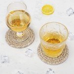 ABenkle 8 Pcs Drink Coasters with Holder, Cotton Woven Absorbent Coasters for Drinks, Minimalist Home Decor Coaster Set for Wooden Tabletop Protection Table, 4.3 inches Mixed Brown